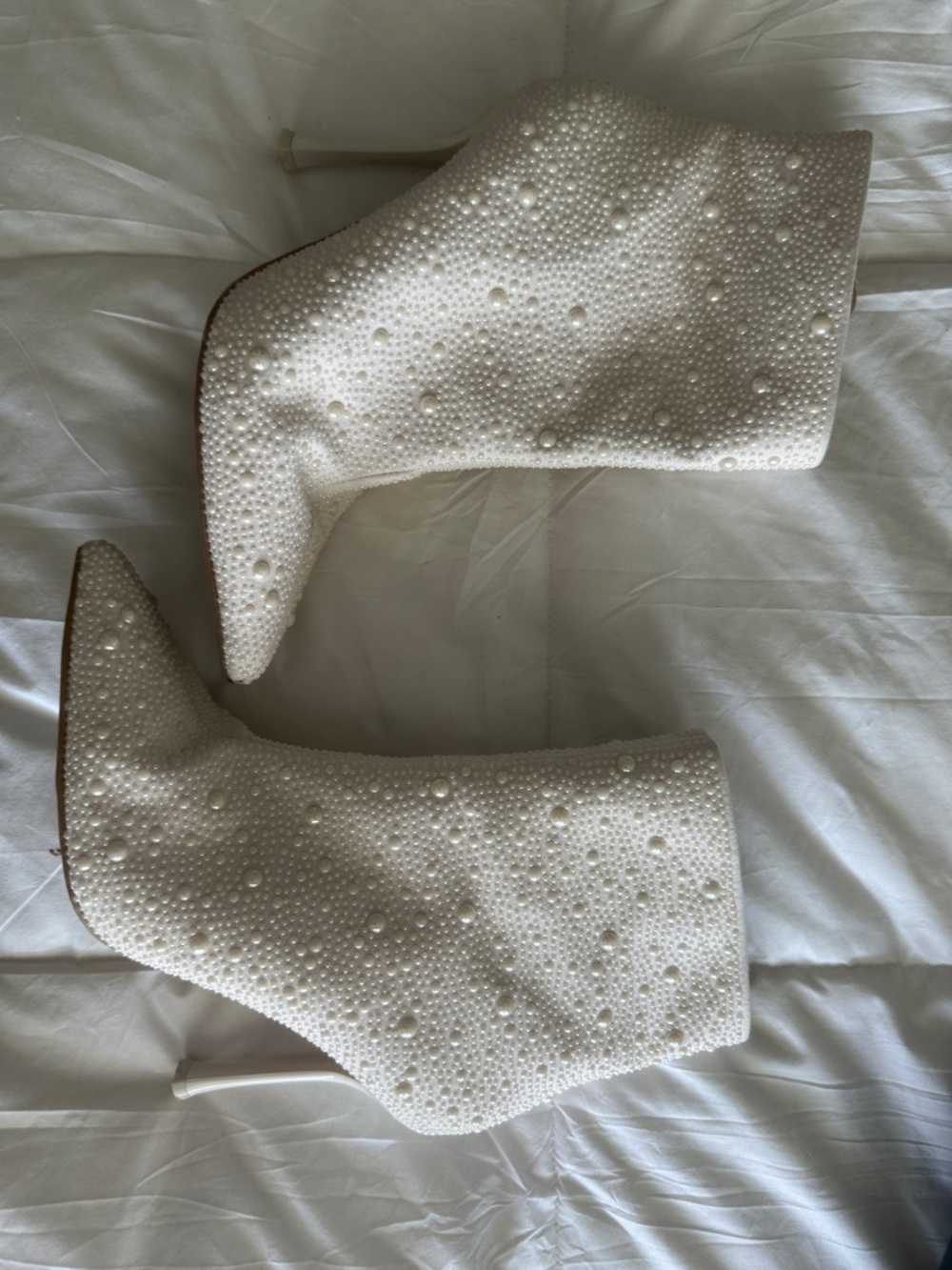 INC International Concepts White Pearl-Embellished Pointed Ankle Booties